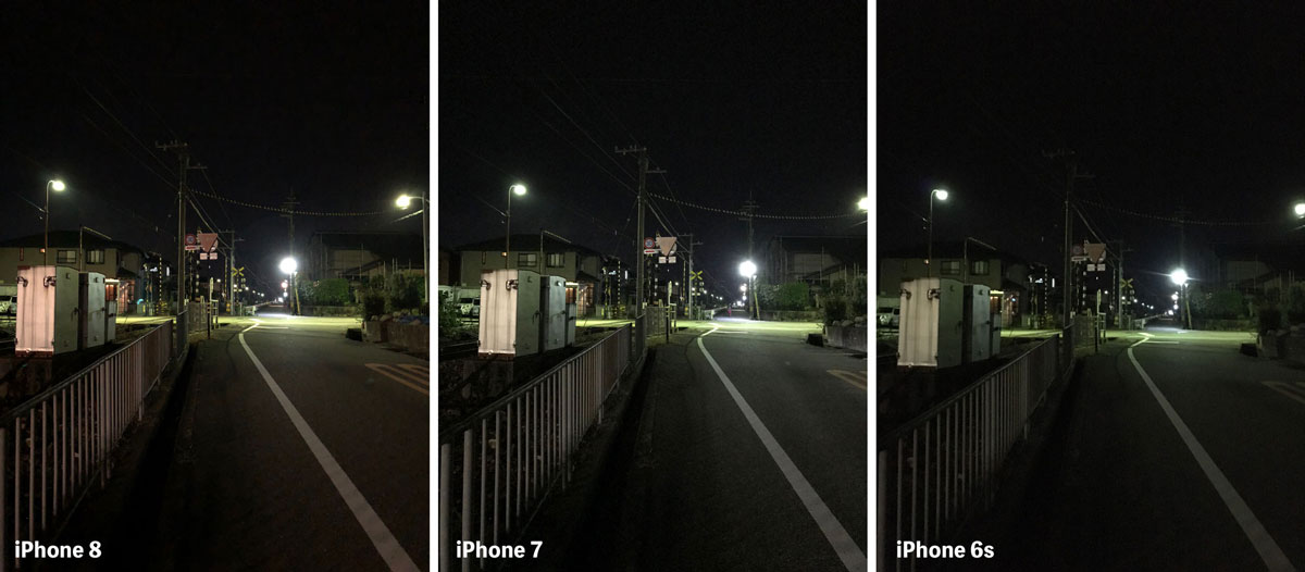 iPhone 8とiPhone 7のリアカメラ 画質の違いを比較（夜間）