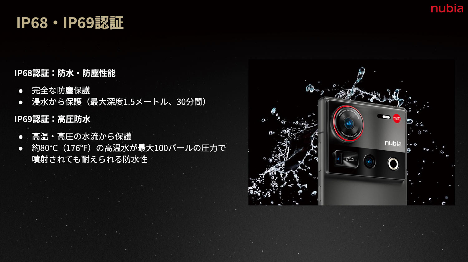 nubia Z70 Ultra IP69対応