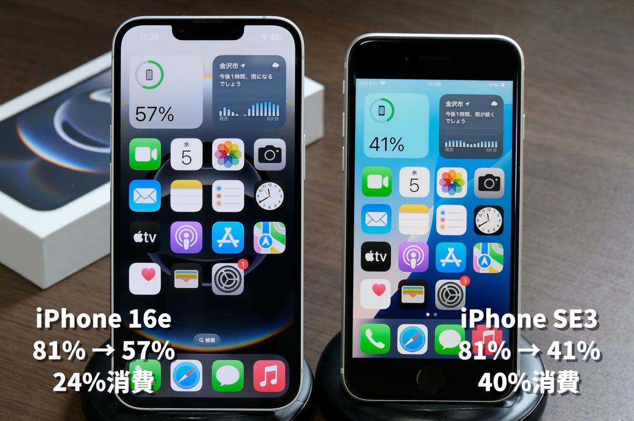 iPhone 16e vs iPhone SE3 電池持ち比較